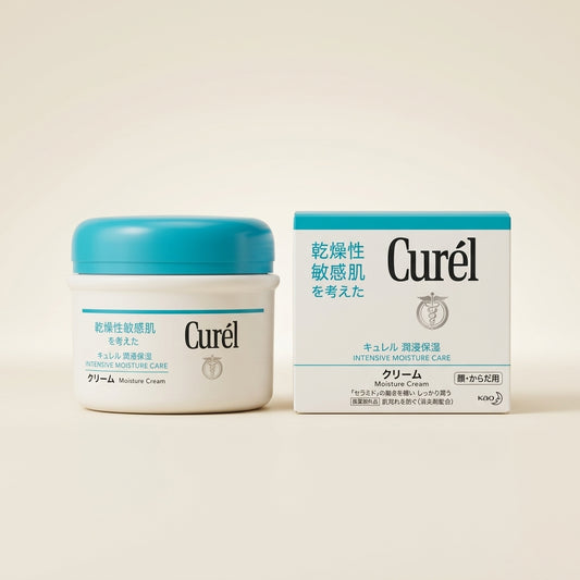Curel Moisture Cream 90g jar, intensive ceramide repair treatment for face and body.
