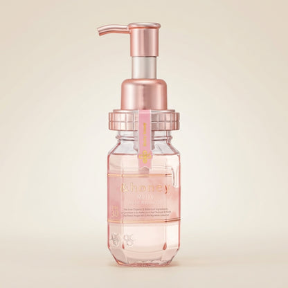 &honey Melty Moist Repair Hair Oil 3.0 100ml pink-tinted bottle, anti-frizz honey hair treatment.