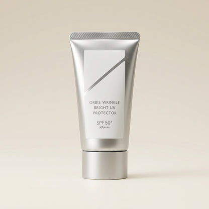 ORBIS Wrinkle Bright UV Protector 50g tube, premium gold and white Japanese anti-aging sunscreen.