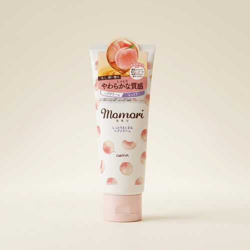 Dariya Momori Peach Moist & Cohesive Hair Cream 150g tube, cute pink Japanese hair cream with peach extract
