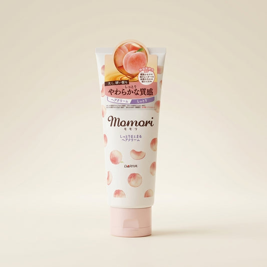 Dariya Momori Peach Moist & Cohesive Hair Cream 150g tube, cute pink Japanese hair cream with peach extract