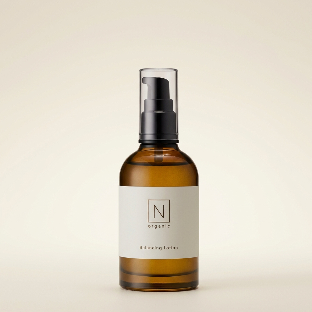 N organic Basic Balancing Lotion 100ml amber glass bottle, premium Japanese hydrating botanical toner