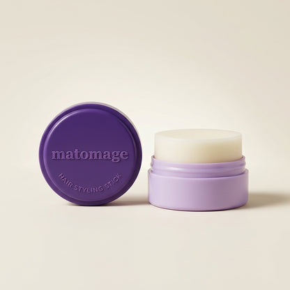 Utena Matomage Hair Styling Stick White Floral Bouquet 13g light blue/white circular container, scented Japanese hair wax for flyaways.