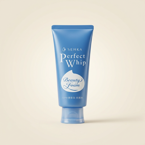 SENKA Perfect Whip Beauty Foam Original 120g iconic blue tube, Japan's top-selling hydrating facial cleanser.