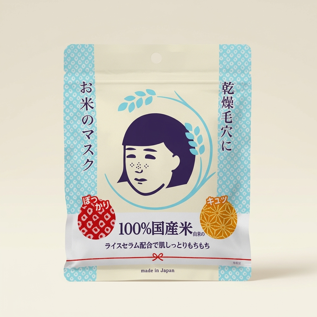 Ishizawa Lab Keana Rice Mask 10 sheets white and blue resealable bag, top-rated Japanese pore-minimizing rice mask.