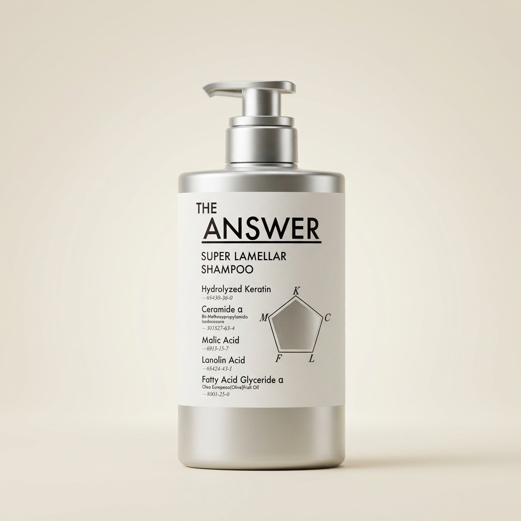 THE ANSWER Super Lamellar Shampoo 400ml sleek professional pump bottle, Japanese high-tech protein-repair and gloss shampoo