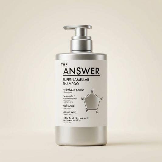 THE ANSWER Super Lamellar Shampoo 400ml sleek professional pump bottle, Japanese high-tech protein-repair and gloss shampoo