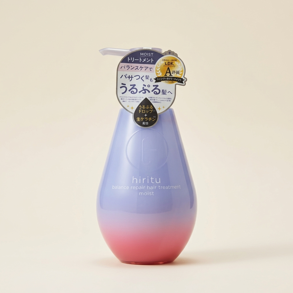 HIRITU Moist Balance Repair Treatment 410ml minimalist aesthetic pump bottle, Japanese professional hydration-balancing and softening conditioner