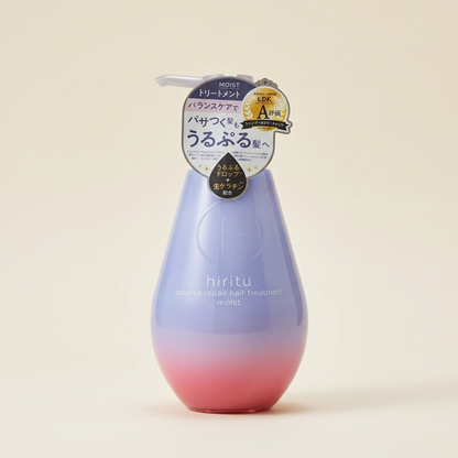 HIRITU Moist Balance Repair Treatment 410ml minimalist aesthetic pump bottle, Japanese professional hydration-balancing and softening conditioner