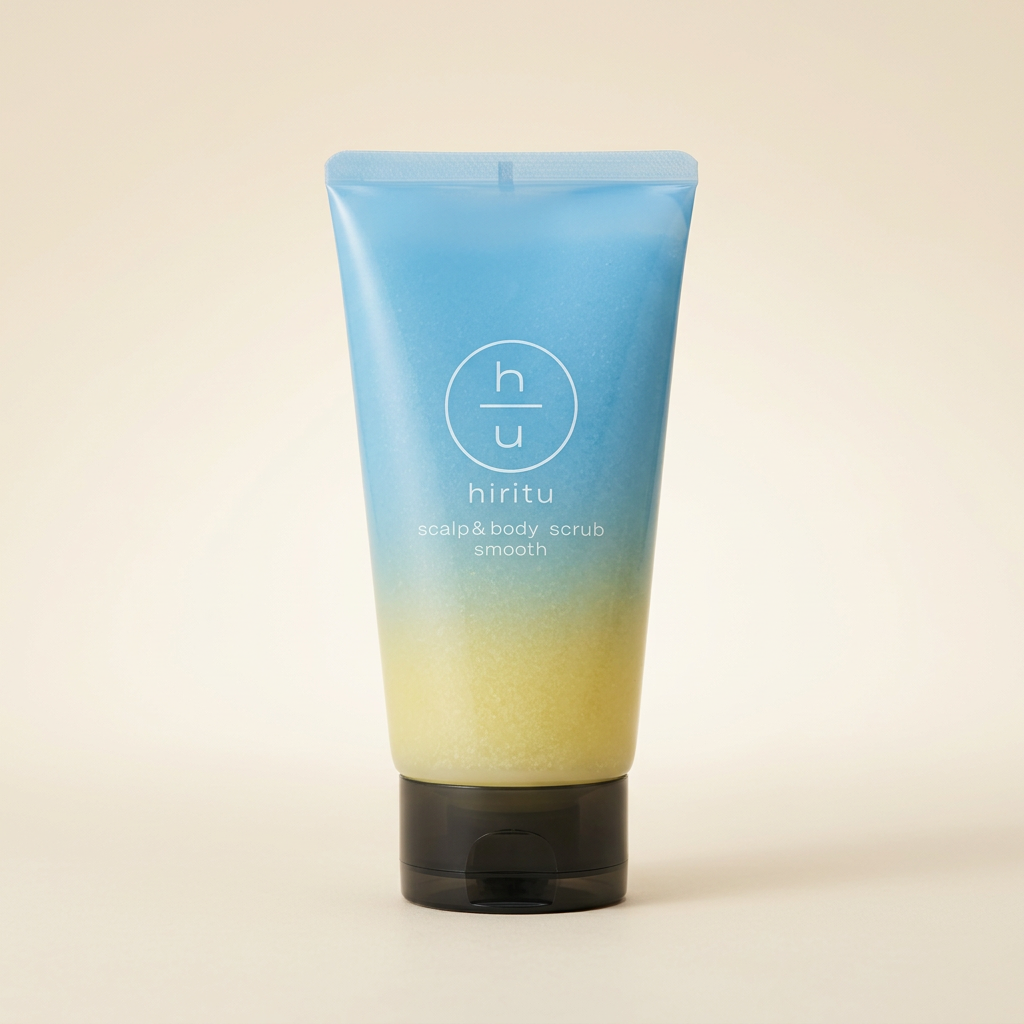 HIRITU Scalp & Body Scrub 230g minimalist tub, Japanese professional mineral-based exfoliator for scalp health and smooth skin
