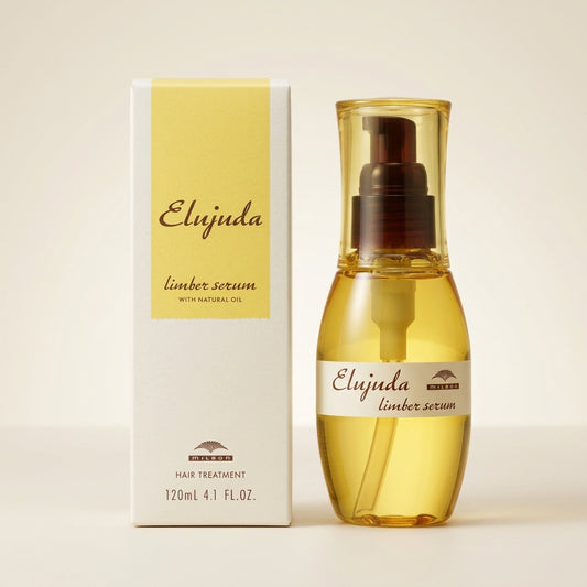 Milbon Deesse's Elujuda FO 120ml elegant yellow-tinted bottle, professional Japanese hair oil for fine and limp hair