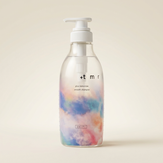 Plus Tomorrow Smooth Shampoo 470ml minimalist aesthetic pump bottle, Japanese professional protein-repair hair wash for silky hair