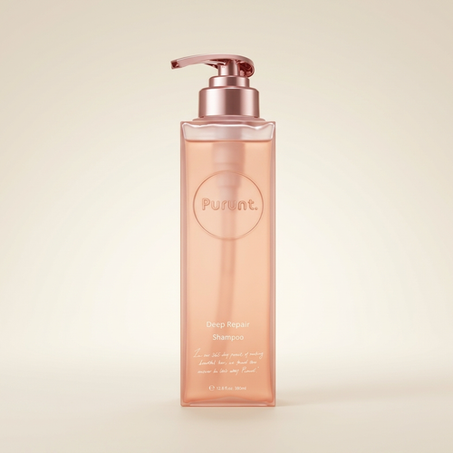 Purunt Deep Repair Serum Shampoo 380ml elegant apothecary-style pump bottle, Japanese professional serum-based repair hair wash.