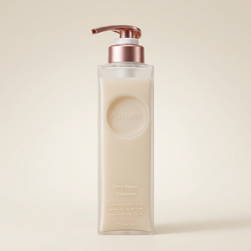 Purunt Deep Repair Serum Treatment 380ml elegant amber-toned pump bottle, Japanese professional intensive repair and ceramide hair mask
