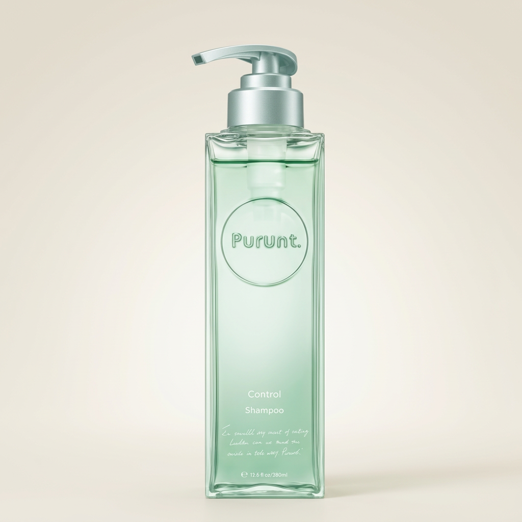 Purunt Deep Control Shampoo 380ml elegant light-toned pump bottle, Japanese professional serum-based anti-frizz and smoothing hair wash.