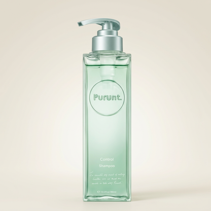 Purunt Deep Control Shampoo 380ml elegant light-toned pump bottle, Japanese professional serum-based anti-frizz and smoothing hair wash.