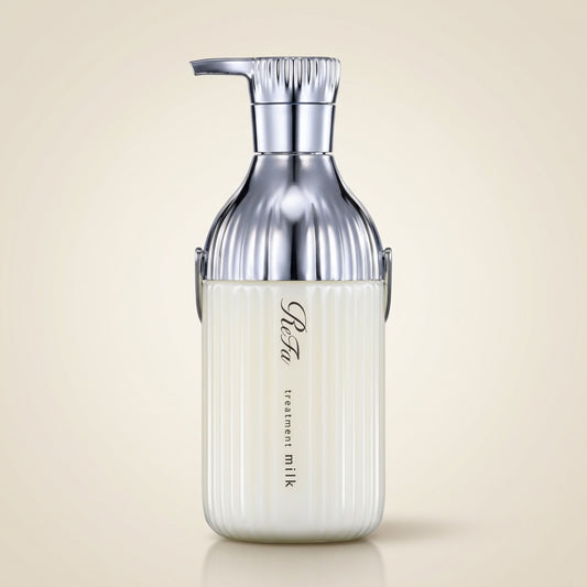 ReFa Milk Protein Treatment 500g elegant minimalist pump bottle, Japanese professional structural-repair and protein-dense hair mask.