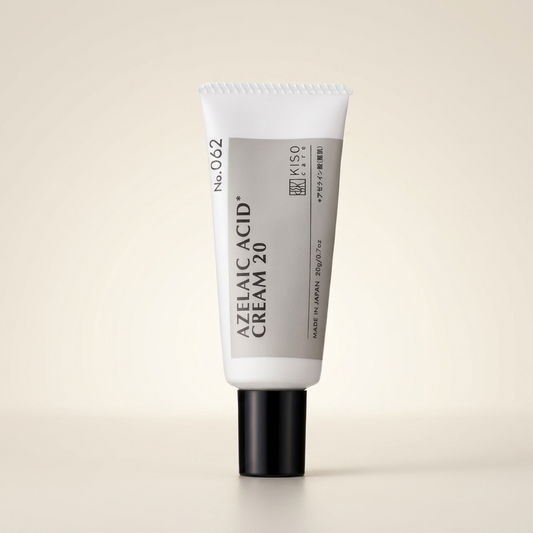 KISO Kisocare Azelaic Acid Cream 20% 20g minimalist aluminum tube, Japanese clinical maximum-strength anti-blemish and redness correction treatment cream.